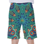 Peacock Feather Floral Pattern Print Men's Beach Shorts