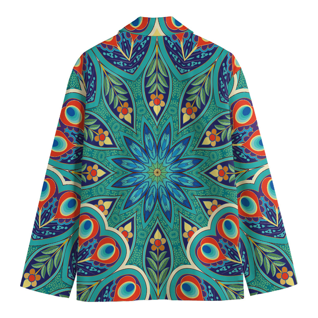 Peacock Feather Floral Pattern Print Men's Blazer