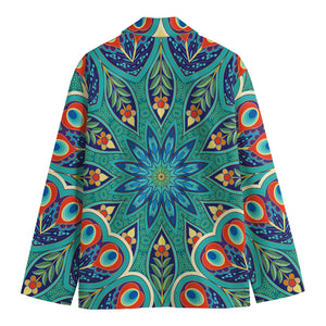 Peacock Feather Floral Pattern Print Men's Blazer