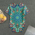 Peacock Feather Floral Pattern Print Men's Bodysuit