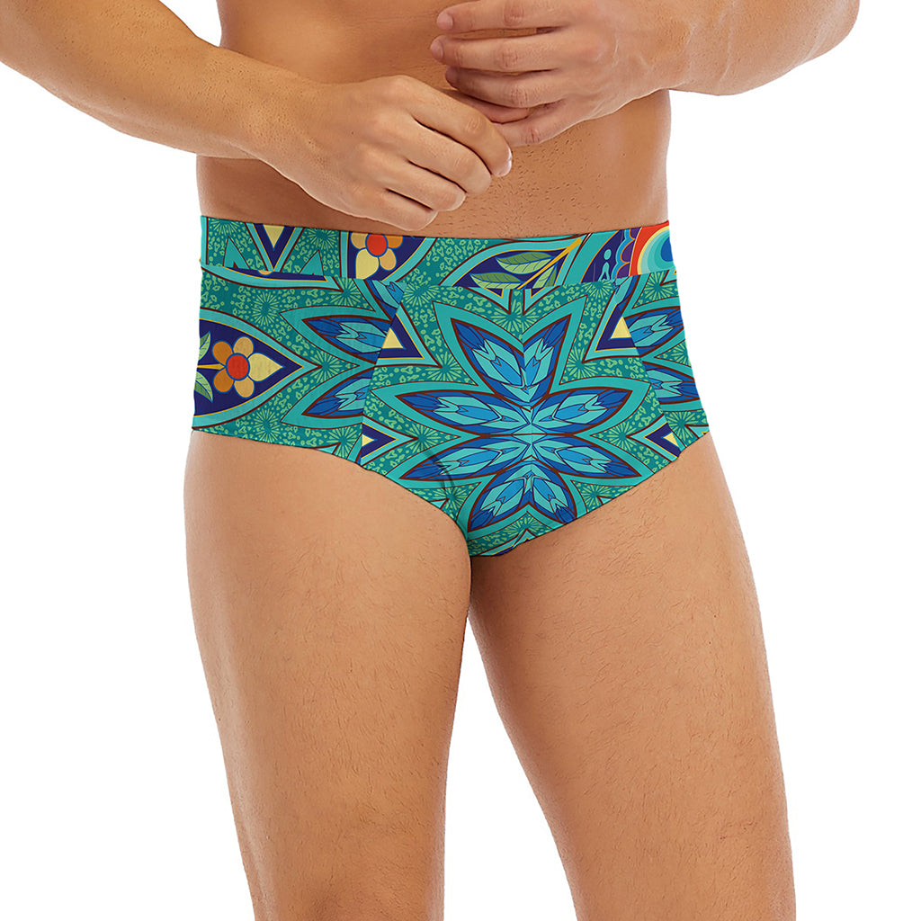 Peacock Feather Floral Pattern Print Men's Briefs