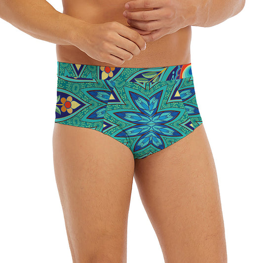 Peacock Feather Floral Pattern Print Men's Briefs