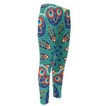 Peacock Feather Floral Pattern Print Men's Compression Pants