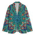 Peacock Feather Floral Pattern Print Men's Cotton Blazer