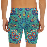 Peacock Feather Floral Pattern Print Men's Long Boxer Briefs