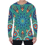 Peacock Feather Floral Pattern Print Men's Long Sleeve T-Shirt