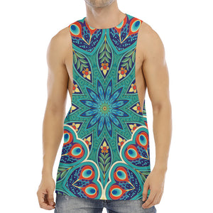 Peacock Feather Floral Pattern Print Men's Muscle Tank Top