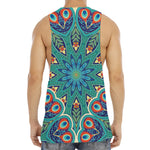 Peacock Feather Floral Pattern Print Men's Muscle Tank Top