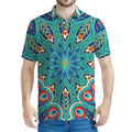 Peacock Feather Floral Pattern Print Men's Polo Shirt