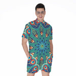 Peacock Feather Floral Pattern Print Men's Rompers