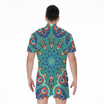 Peacock Feather Floral Pattern Print Men's Rompers