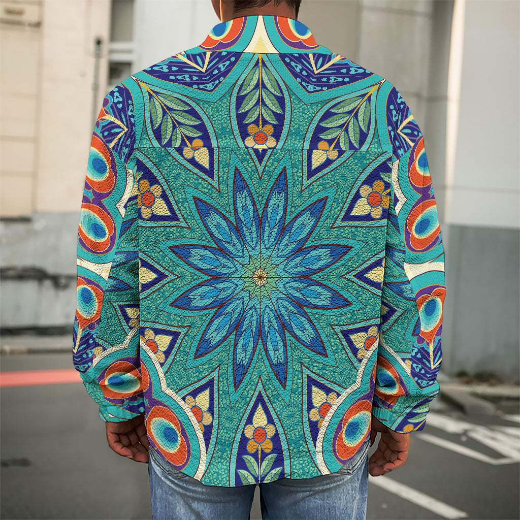 Peacock Feather Floral Pattern Print Men's Shirt Jacket