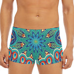 Peacock Feather Floral Pattern Print Men's Short Boxer Briefs
