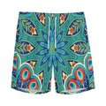 Peacock Feather Floral Pattern Print Men's Athletic Shorts