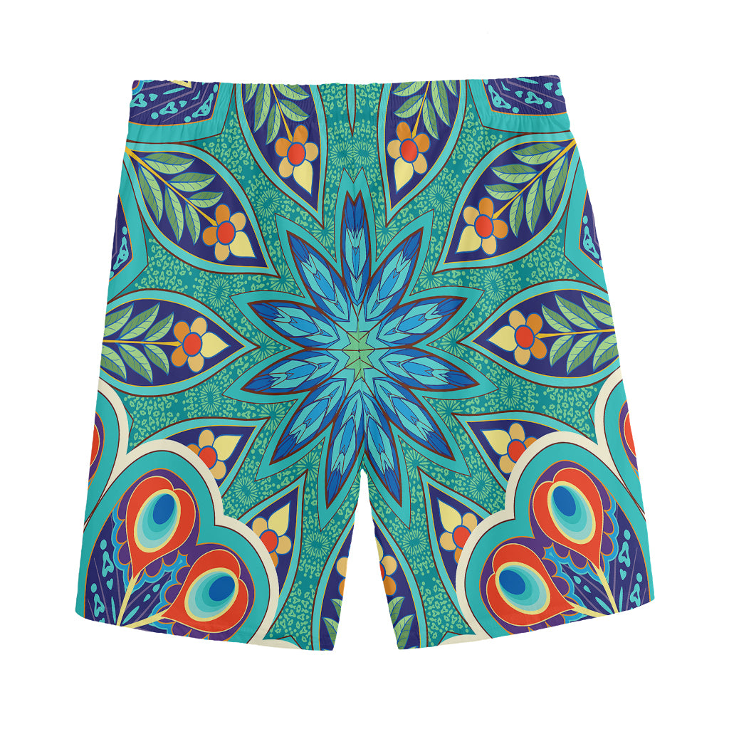 Peacock Feather Floral Pattern Print Men's Sports Shorts