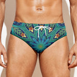 Peacock Feather Floral Pattern Print Men's Swim Briefs