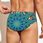 Peacock Feather Floral Pattern Print Men's Swim Briefs