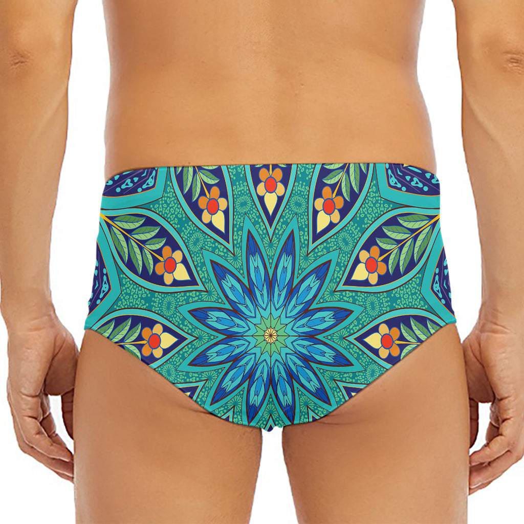 Peacock Feather Floral Pattern Print Men's Triangle Swim Briefs