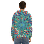 Peacock Feather Floral Pattern Print Men's Velvet Pullover Hoodie