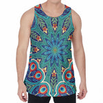 Peacock Feather Floral Pattern Print Men's Velvet Tank Top