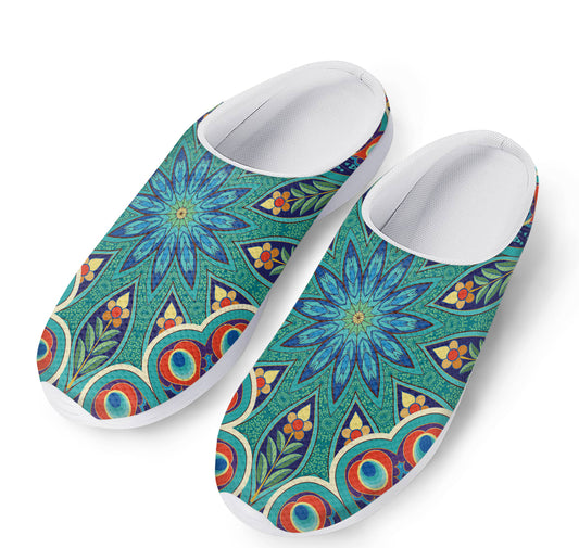 Peacock Feather Floral Pattern Print Mesh Casual Shoes