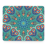 Peacock Feather Floral Pattern Print Mouse Pad