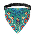 Peacock Feather Floral Pattern Print Over The Collar Dog Bandana
