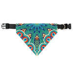 Peacock Feather Floral Pattern Print Over The Collar Dog Bandana