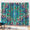 Peacock Feather Floral Pattern Print Pencil Pleat Curtains