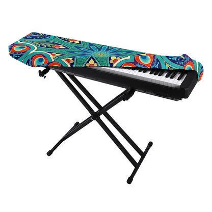 Peacock Feather Floral Pattern Print Piano Keyboard Cover