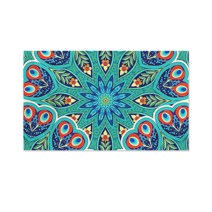 Peacock Feather Floral Pattern Print Polyester Flag
