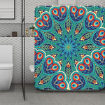 Peacock Feather Floral Pattern Print Polyester Shower Curtain