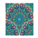 Peacock Feather Floral Pattern Print Polyester Shower Curtain