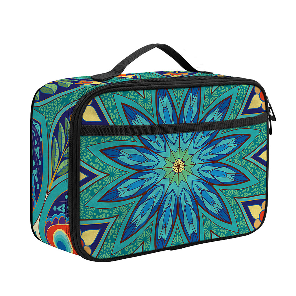 Peacock Feather Floral Pattern Print Portable Lunch Bag