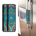 Peacock Feather Floral Pattern Print Refrigerator Handle Covers