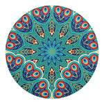 Peacock Feather Floral Pattern Print Round Blanket