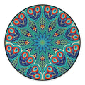 Peacock Feather Floral Pattern Print Round Floor Mat