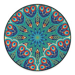Peacock Feather Floral Pattern Print Round Floor Mat