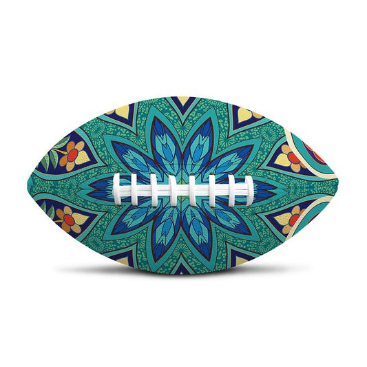 Peacock Feather Floral Pattern Print Rugby Ball