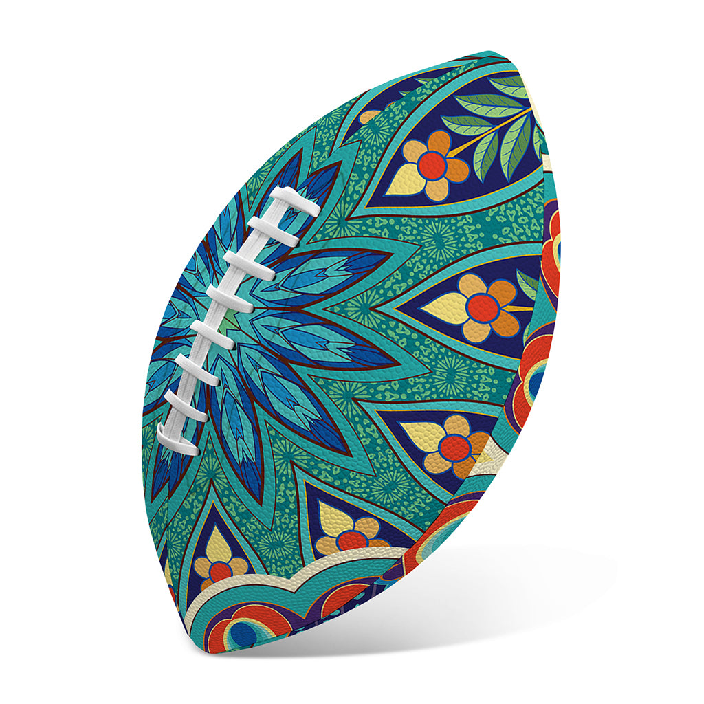 Peacock Feather Floral Pattern Print Rugby Ball