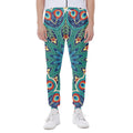 Peacock Feather Floral Pattern Print Joggers