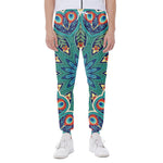 Peacock Feather Floral Pattern Print Scuba Joggers