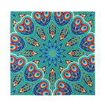 Peacock Feather Floral Pattern Print Silk Bandana