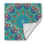 Peacock Feather Floral Pattern Print Silk Bandana