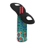 Peacock Feather Floral Pattern Print Single Neoprene Wine Tote