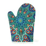 Peacock Feather Floral Pattern Print Single Oven Mitt