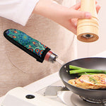 Peacock Feather Floral Pattern Print Skillet Handle Cover