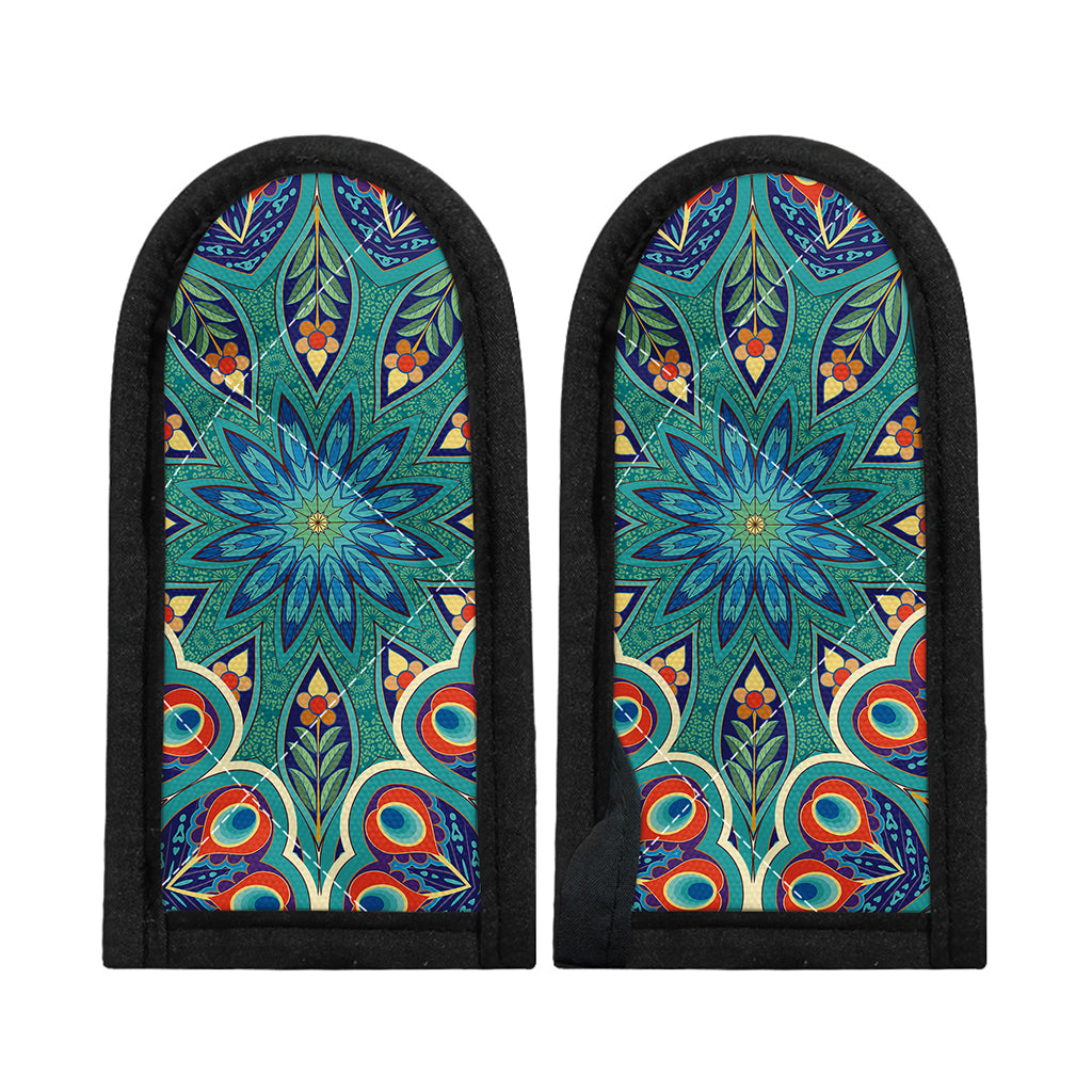 Peacock Feather Floral Pattern Print Skillet Handle Cover