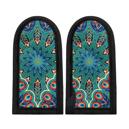 Peacock Feather Floral Pattern Print Skillet Handle Cover