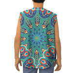 Peacock Feather Floral Pattern Print Sleeveless Baseball Jersey